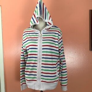 Needle & Threads Women Size M Hoodie Full Zip Sweatshirt  Multicolor Striped